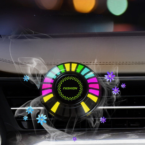Car air freshener outlet car ambiance light car perfume 3D sound pickup RGB sound control rhythm light