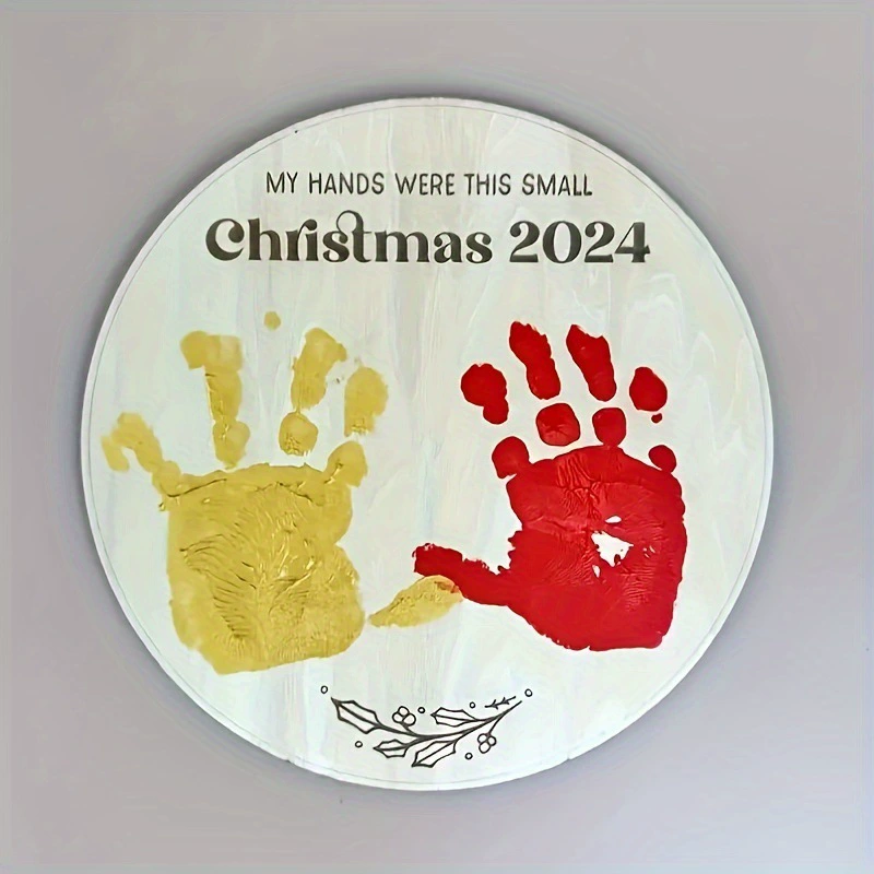 Трансграничная новая круглая деревянная табличка Детские отпечатки рук и ног юбилейная табличка Рождественские украшения деревянные поделки