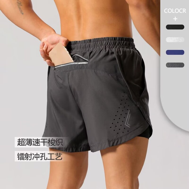 Sports Shorts Men's Running Special Can Put Mobile Phone Summer Track and Field Training Clothes Quick-drying Three-point Pants Lined Pants