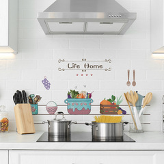 New kitchen stove high temperature waterproof and oil-proof sticker home cabinet wallpaper tile cartoon self-adhesive wallpaper