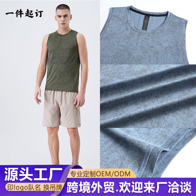 European and American foreign trade cross-border printed running sports breathable vest, quick-dry, moisture-wicking, sweat-wicking, casual elastic fitness top