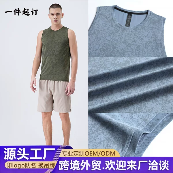 European and American foreign trade cross-border printed running sports breathable vest, quick-dry, moisture-wicking, sweat-wicking, casual elastic fitness top