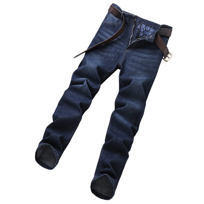 Jeans for men in spring and autumn, casual, light business, elastic, loose fitting, straight tube jeans for men, middle-aged pants for men