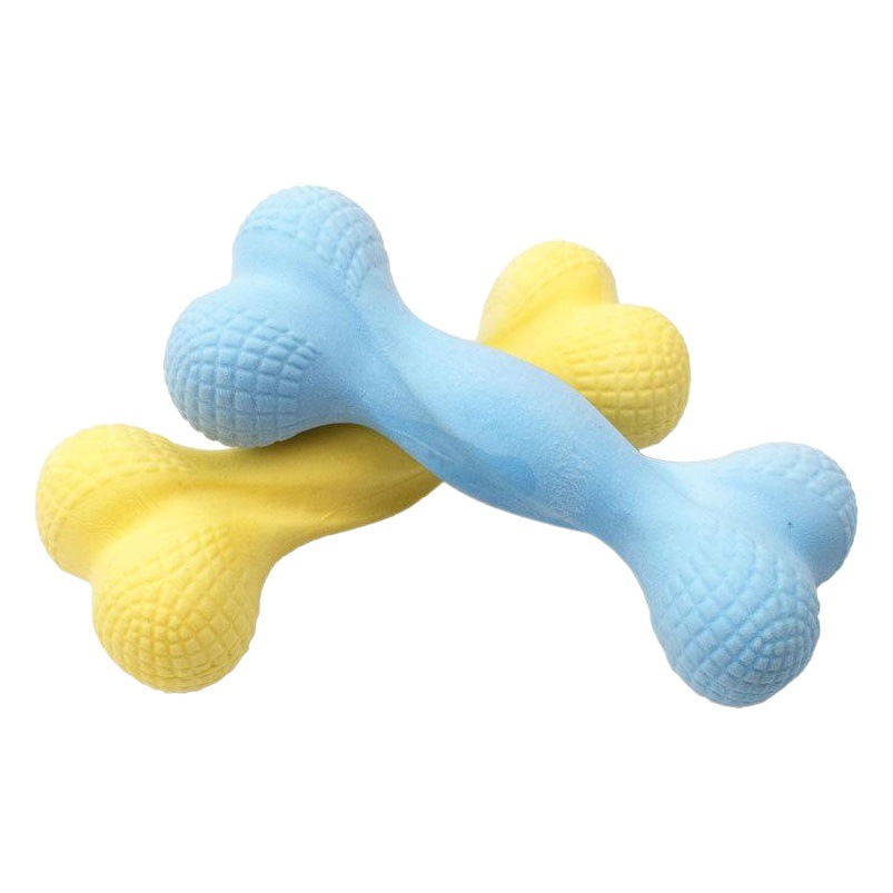 Fábrica transfronteriza de juguete para mascotas TPR leche sabor macaron espuma hueso tamaño perro molar mordedura perro hueso