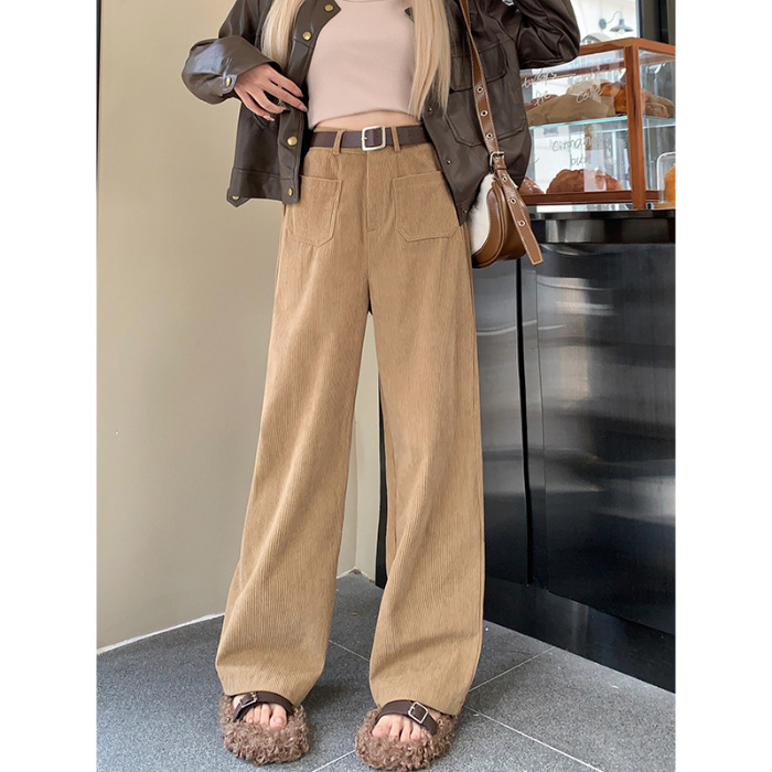 2025 nuevos pantalones rectos de terciopelo delgados pantalones gruesos variados de color curry casual pantalones de piernas de mujer image 7