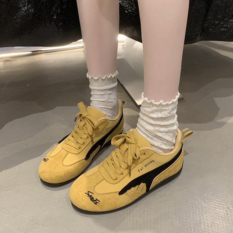 芈祐联名款复古德训鞋女2025夏新款拼色系带赛车鞋运动休闲阿甘鞋|undefined