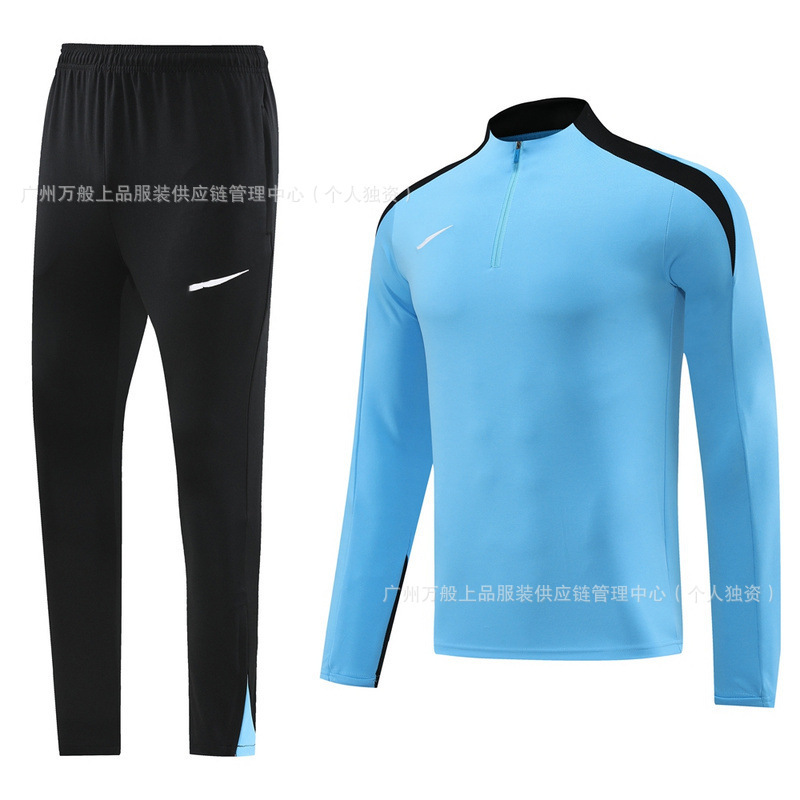 NB半拉链冬装长袖长裤套装训练俱乐部基础足球服球衣长拉logo外贸|undefined