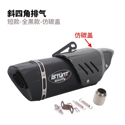Motorcycle exhaust pipe exhaust pipes for Sai 800 - slanted-corners-all-black-short-style-with-silencer-imitation-carbon-cover