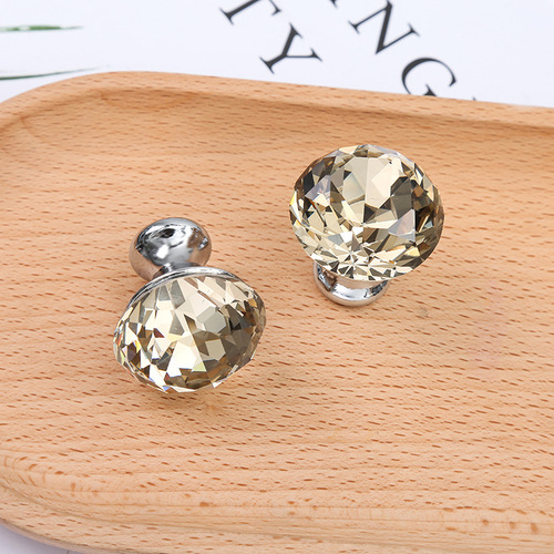 Modern simple cabinet round cabinet door glass handle single hole diamond crystal handle furniture hardware drawer handle