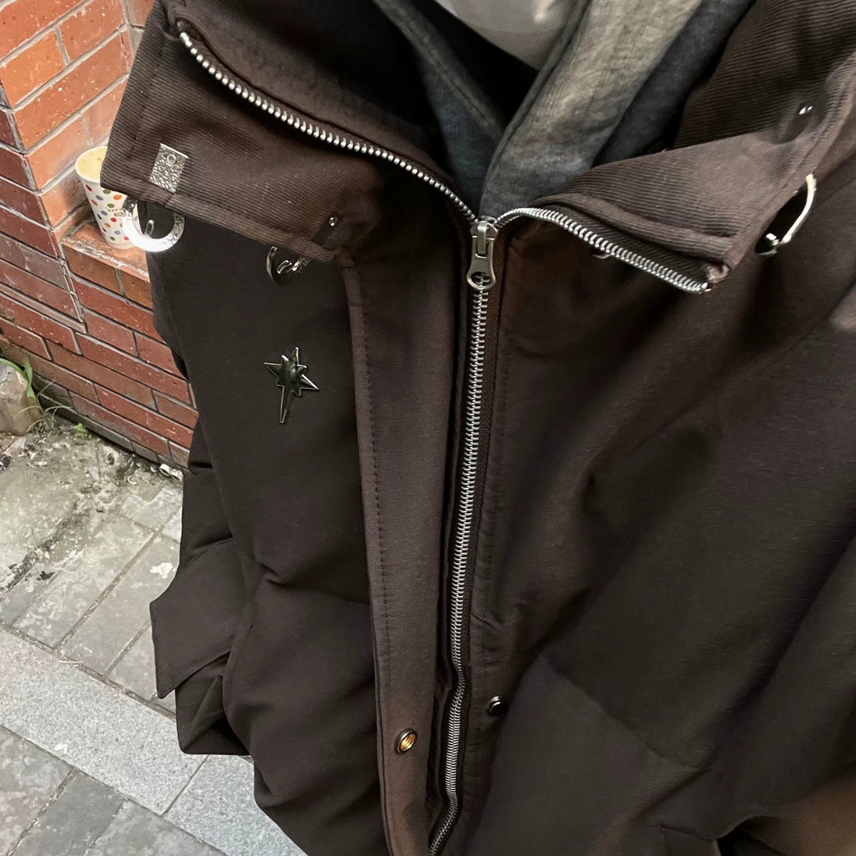 Новый шаг zhemei матовый воротник-стойка Maillard, коричневое хлебное пальто с хлопковой подкладкой, мужское свободное осенне-зимнее модное Брендовое пальто, модное