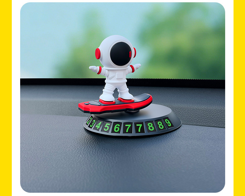 Astronaut Surfing Ornament Temporary Parking Number Plate for Car Use