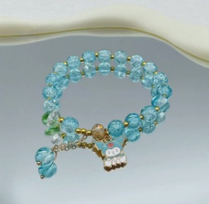 S020 - Pulsera de esmalte explosivo Kuromi UFO con corona azul#tamaño 437