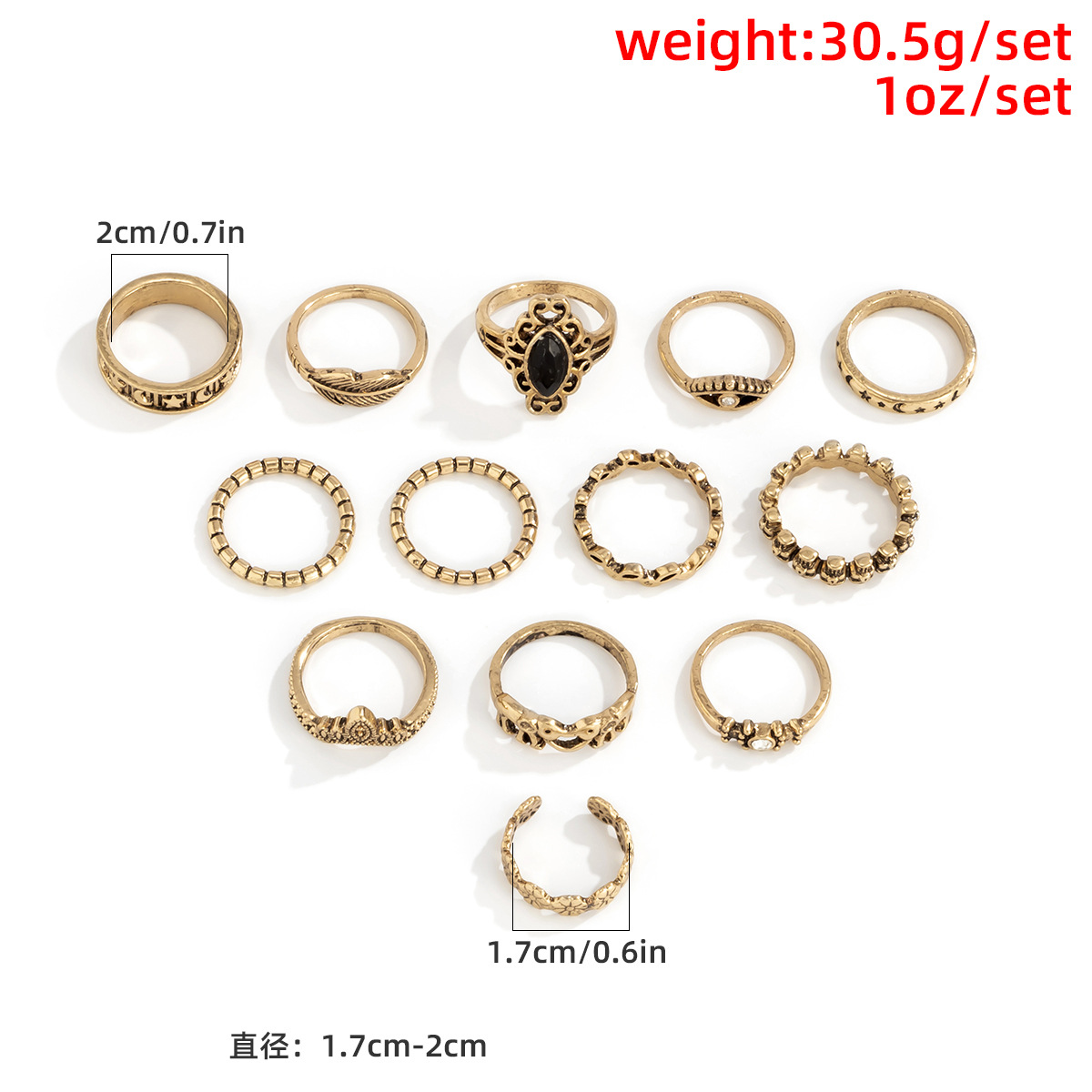 Retro Simple Multi-element Hollow Leaf Open Ring Set Wholesale Nihaojewelry display picture 11