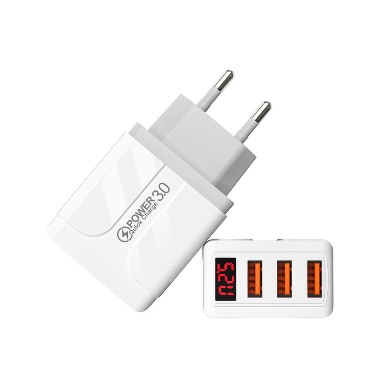 3USB multi-port intelligent digital display frequency conversion mobile phone charger 5V3A European gauge US gauge speed matching device travel charging head