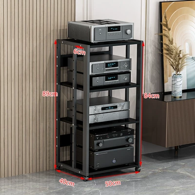 Electric car big tripod, Home Mobile Audio Cabinet - 4-layer-b-model-black-frame-black-walnut-board