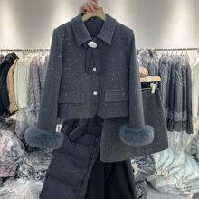 冬季气质羽绒外套半身裙两件时尚富家千金短裙小香风套装女士