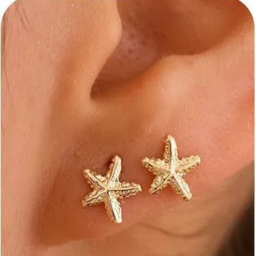 Amazon's New Single-Sided Ear Women's Small Marine Animal Earrings - 14K Gold-Plated Earring Set, Exquisite