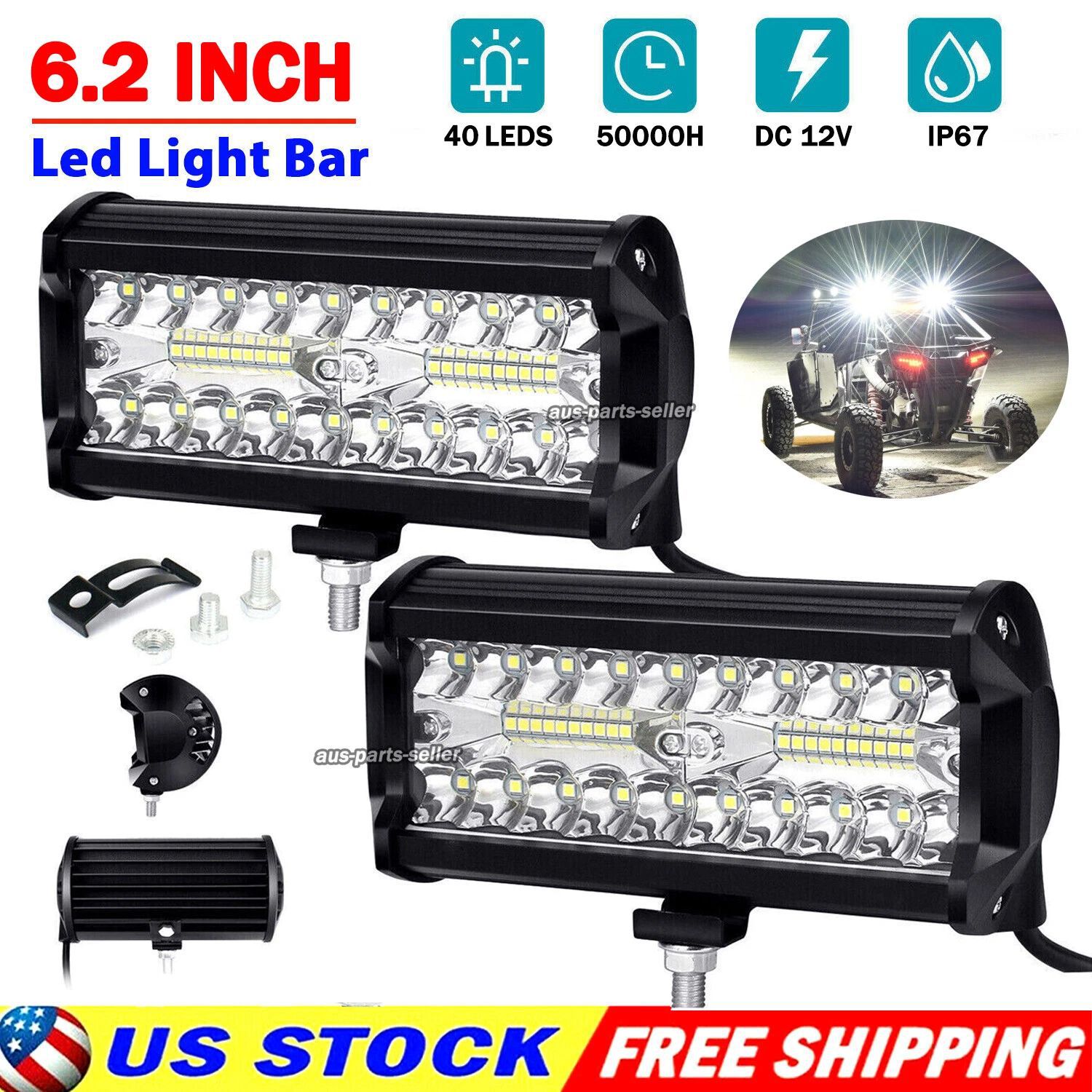 Lámpara de barra larga de automóvil LED doble fila 400W lámpara de trabajo ultra brillante barra delantera de vehículo todoterreno red centro lámpara de reflector 40LED image 1