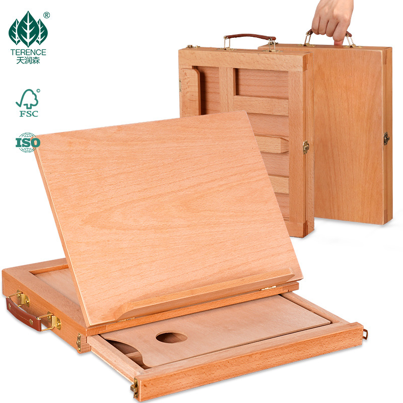 Desktop desktop easel Beech portable folding portable easel frame out sketch box art painting box stand
