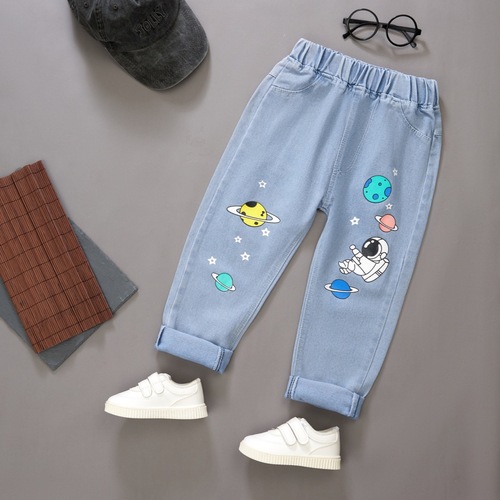 Boys' Jeans Spring and Autumn 2024 New Medium and Large Children's Loose Boys' Spring Clothes Baby Casual Children's Long Pants