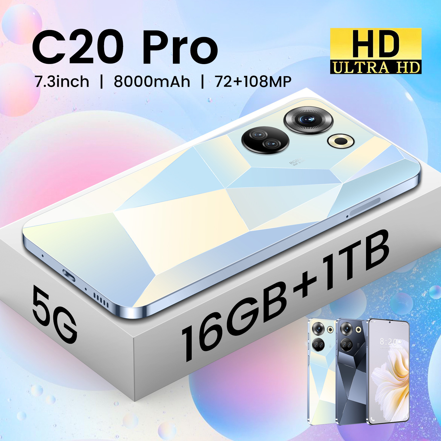 Spot foreign trade C20PRO7.3-inch large screen 16+1T large memory cross-border integrated machine intelligent machine factory can be issued