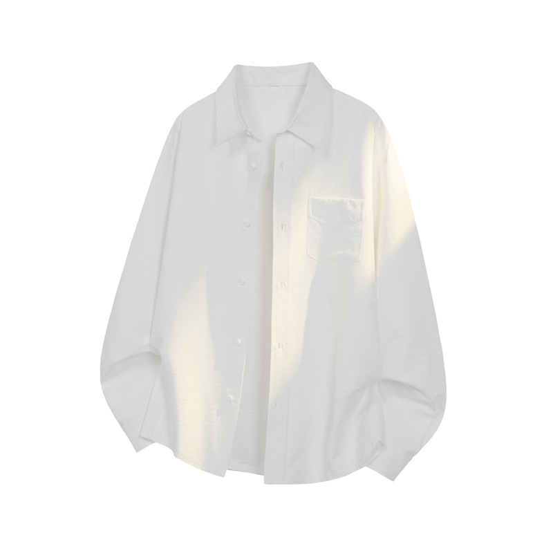 Hong Kong-style Retro Casual 2026 Spring New Simple Solid Color Long-sleeve Shirt With A Youthful Vibe, Trendy Tops For_voghion.com
