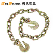 美标G43级链条去刺电镀锌拖车链条带抓钩捆绑起重运输链条厂家