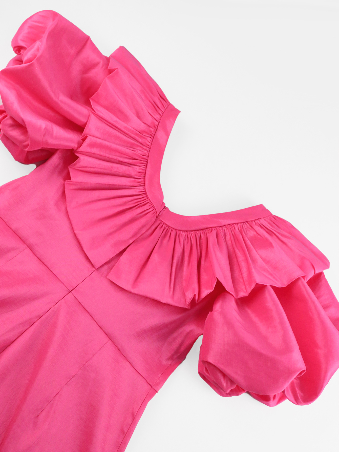 Abbigliamento da donna Moda autunnale Scollo a V Gonna sui fianchi Grandi dimensioni Maniche a lanterna Abito da laurea con volant Abiti_voghion.com