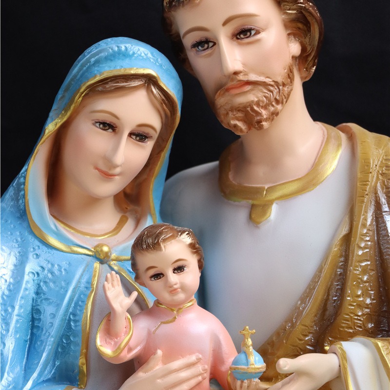 70cm cálida Sagrada Familia de tres miembros de la Virgen José figura de resina de la familia sala de estar decoración de iglesia