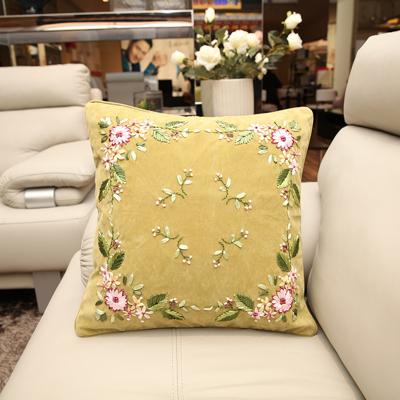 Jinhao bordado fábrica al por mayor hecho a mano bordado de punto de cruz DIY bordado cinta cojín almohada Rosa belleza