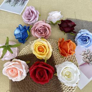 Factory direct selling velvet rose head wedding wedding venue layout flowers and roads lead fake flowers simulation flowers