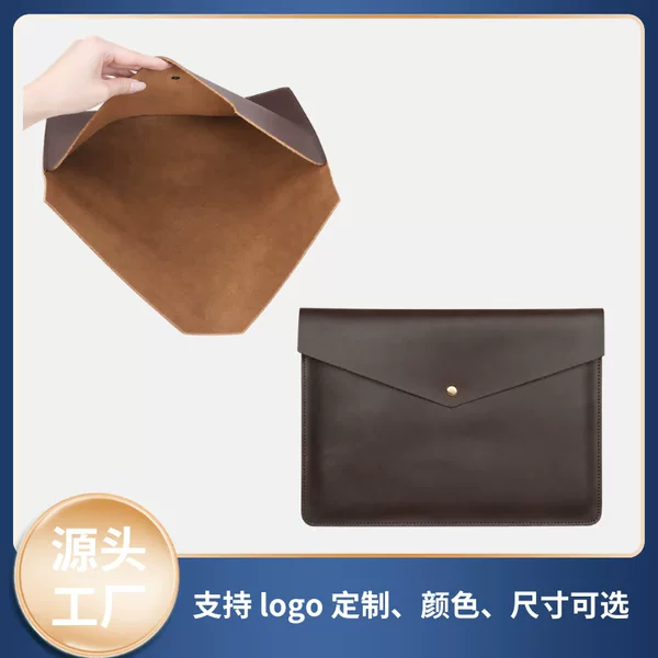 Business retro handmade full cowhide leather laptop bag 13.3inch iPad storage men's genuine leather document clutch