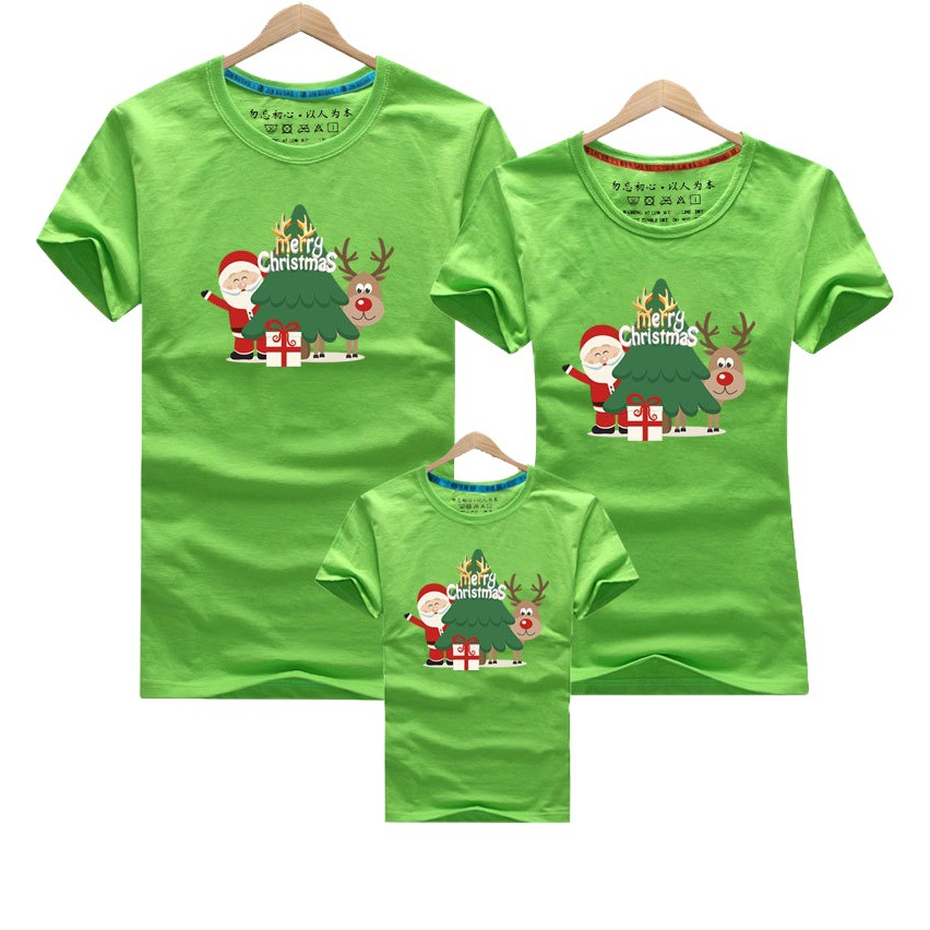 2022 Año Nuevo Navidad Carnaval Camiseta al por mayor de verano refinado algodón ropa entre padres e hijos ropa para niños adultos manga corta cuello redondo T