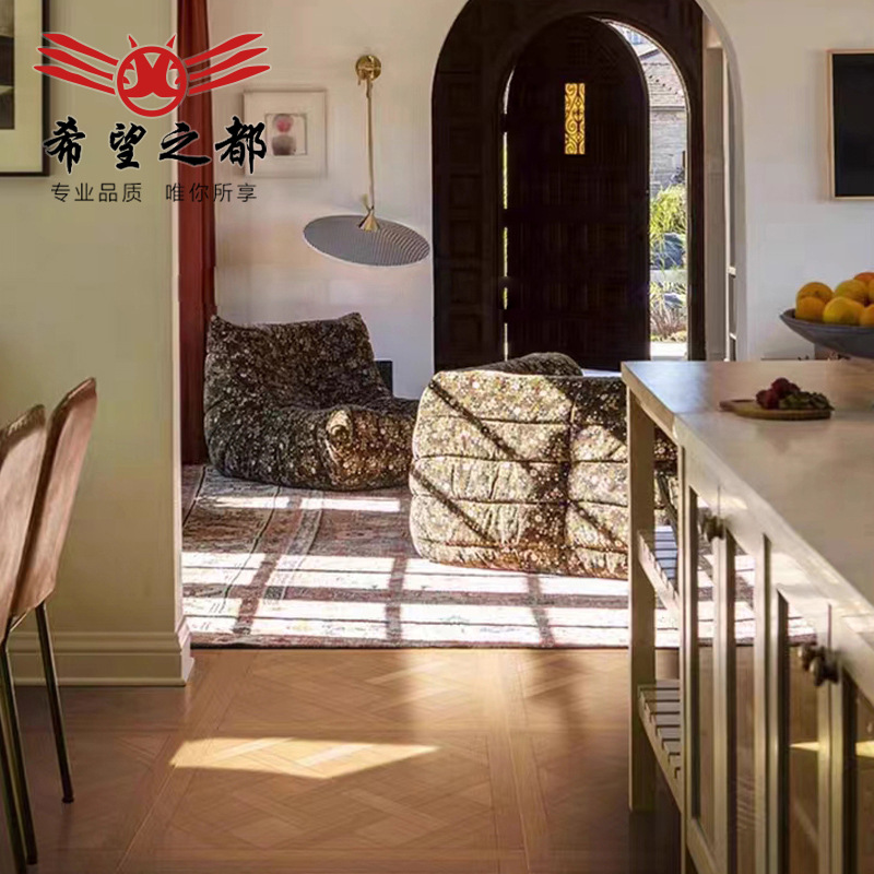 French Versailles wood tile living room walnut floor tile mid-Ancient Nanyang style tile floor tile 800x800mm