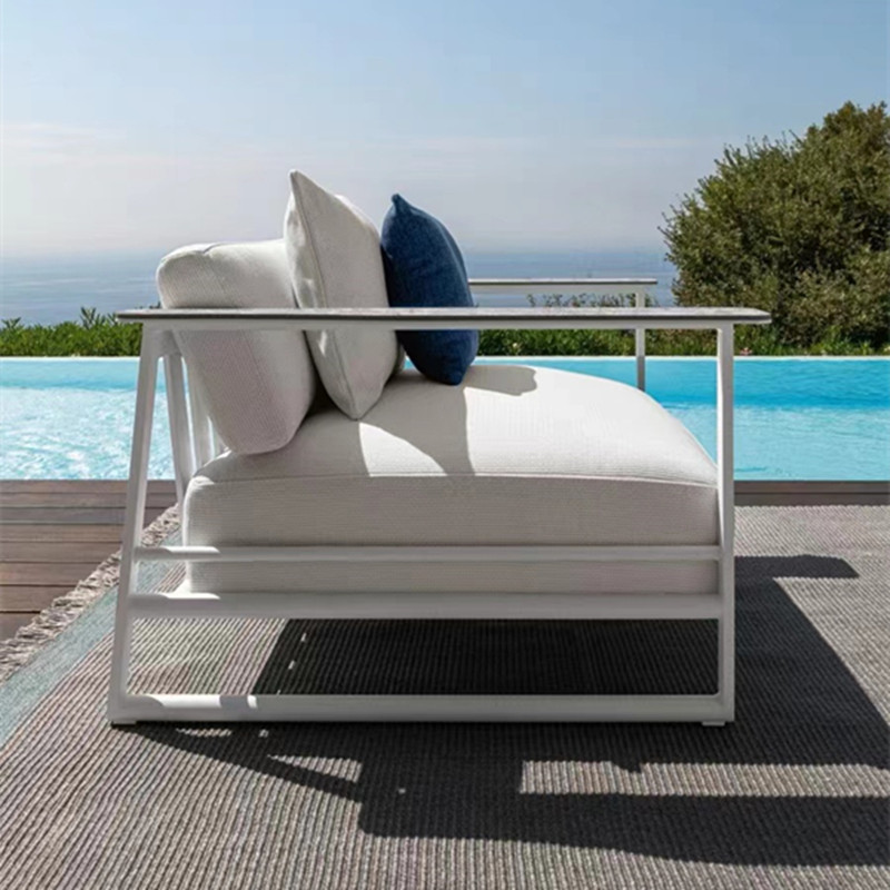 Sofá de vidrio al aire libre patio villa jardín terraza al aire libre relajación aluminio aleación sofá mesa de té muebles combinados