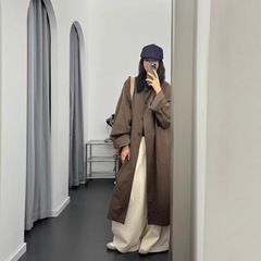 韩系设计感长款风衣外套女2025年早春秋新款感减龄英伦风休闲上衣