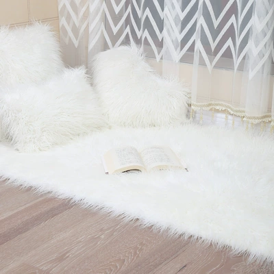 Australian Sheep Imitation Beach Wool Car Carpet - curly-white-5050cm-square