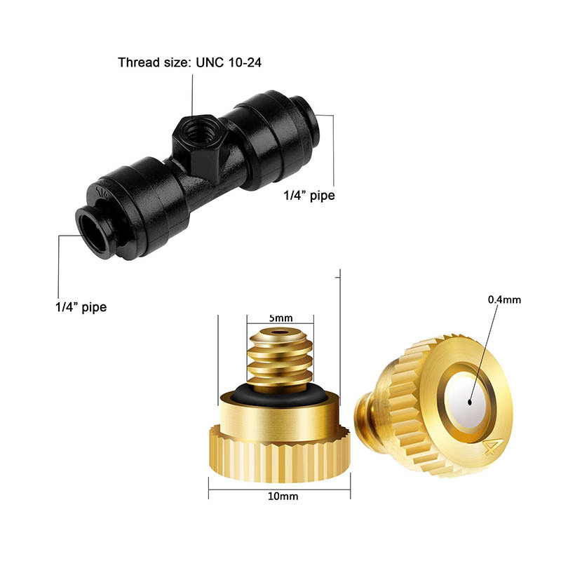 Cross-border e-commerce low pressure spray parts Cooling copper nozzle 2-inch black connector set parts plug