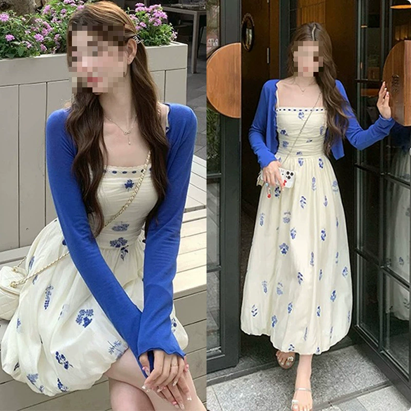 2025 новый китайский стиль Yiyao Haiyi темпераментный французский цветочный платье женский весенний и летний кардиган