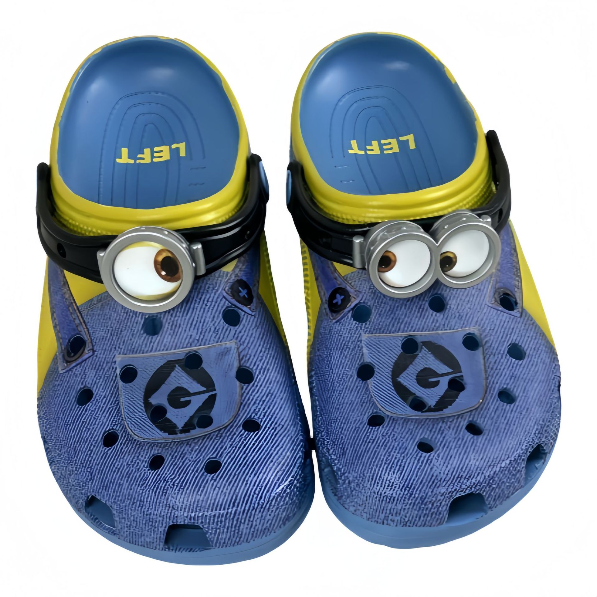 Nuevo cruce pequeño hombre amarillo gafas agujero zapatos tarjeta de zapatos padres-hijos ladrón de la abuela de la playa cabeza fría trapazo lote
