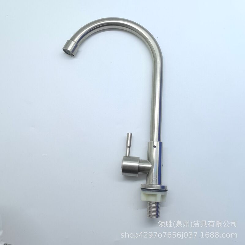 Stainless Steel Single Cold Water Faucet Kitchen Sink Sink High Bend Universal Faucet Rotatable Single Hole Wholesale
