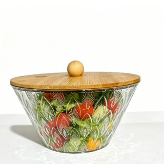 bowl with cover甜品碗家用加厚泡面碗大号塑料PET沙拉碗透明高档