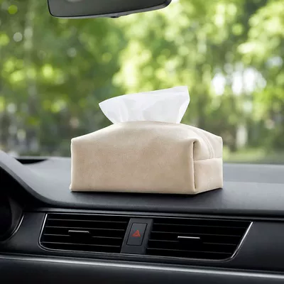 Magnetic car-mounted tissue box, roof-mounted Car tissue box/set - apricot-white