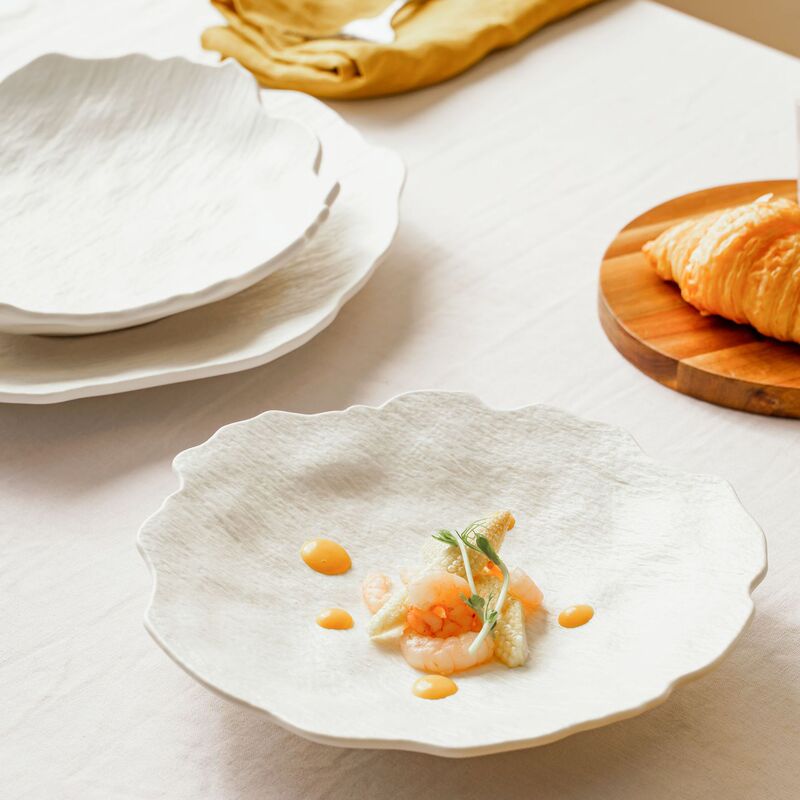 Creative ceramic white stone pattern irregular plate suit Amazon foreign trade Home Hotel western dessert dish