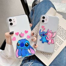 卡通史迪仔适用苹果13手机壳14/15pro新款iPhone12情侣软壳11防摔