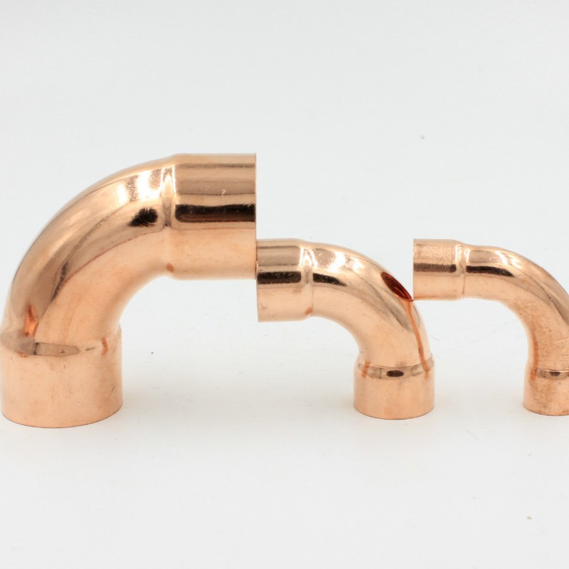 Latón cobre soldadura 90 grados codo accesorios de conexión de tubería de refrigeración fontanería accesorios de tubería de cobre conexión directa tee