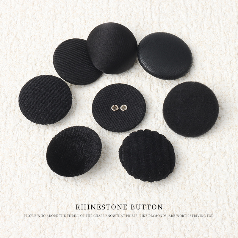 高档黑色羊绒大衣毛呢包布纽扣风衣扣外套毛衣灯芯绒扣子圆形