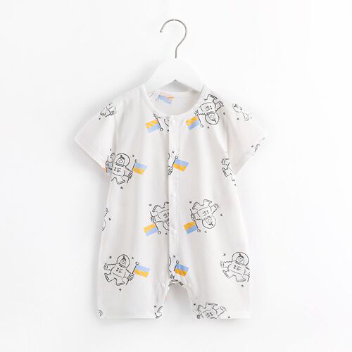 Baby jumpsuits summer short-sleeved men's and women's baby clothes newborn baby clothes summer crawl clothes thin outdoor clothes