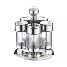 欧式 304不锈钢亚克力调味瓶调料罐盐糖罐创意带旋转支架套装