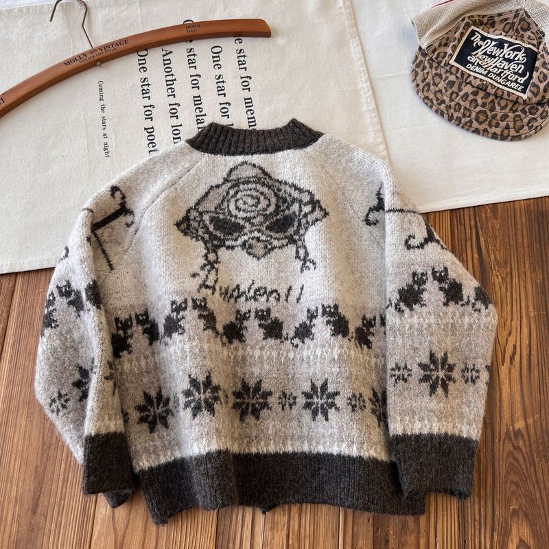 【現品】日系子供服黒超限定子供セーターカーディガン上着重工ジャカード|undefined
